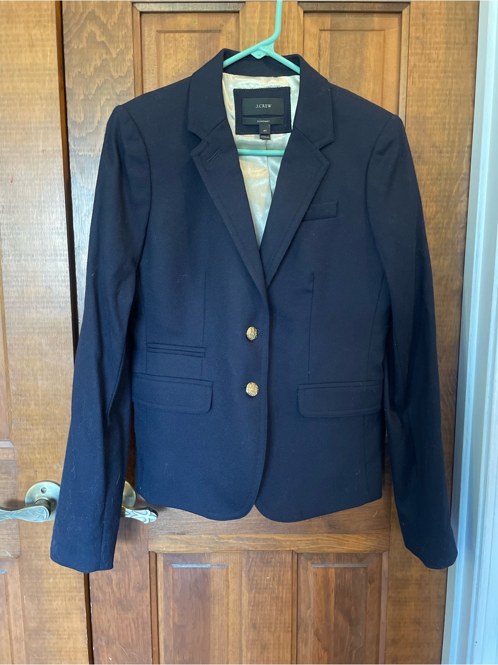 J. Crew Women's Navy Wool Blazer - Preppy Schoolboy Gold Button Jacket